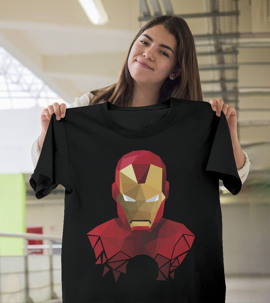 Geometric Iron Man Polygonal Abstract T-Shirt