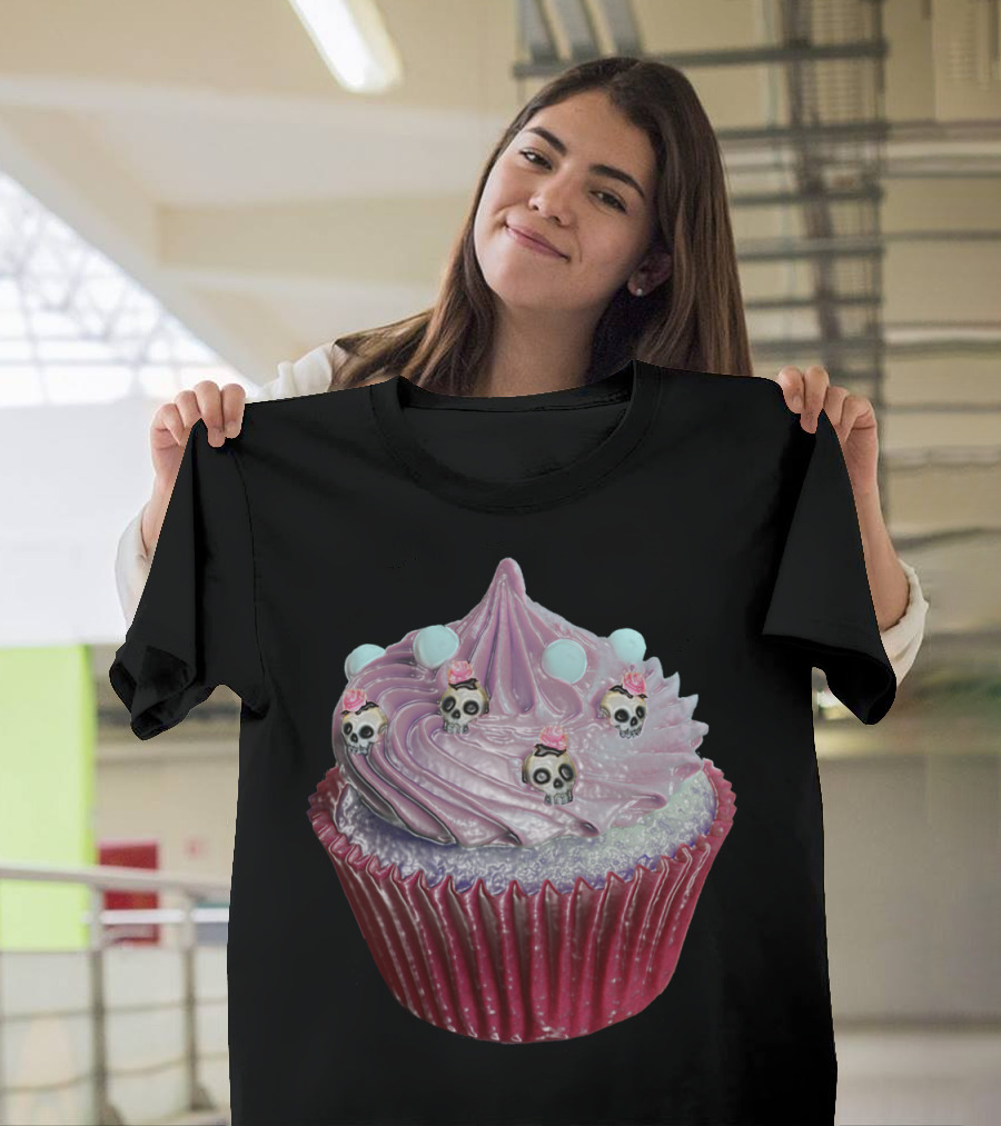 Cupcake Skulls with Pink Swirl and Pastel Candy Accents T-Shirt