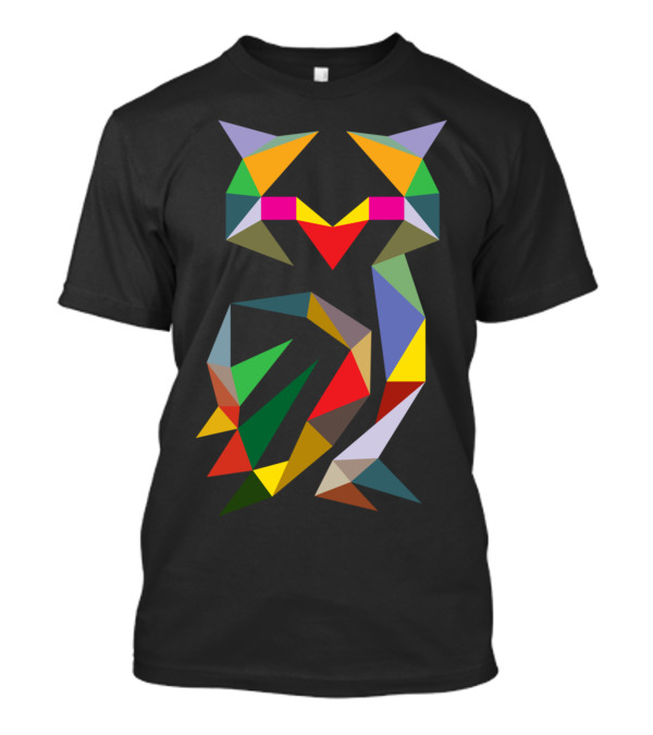 Geometric Owl M Colorful Triangular Shapes T-Shirt