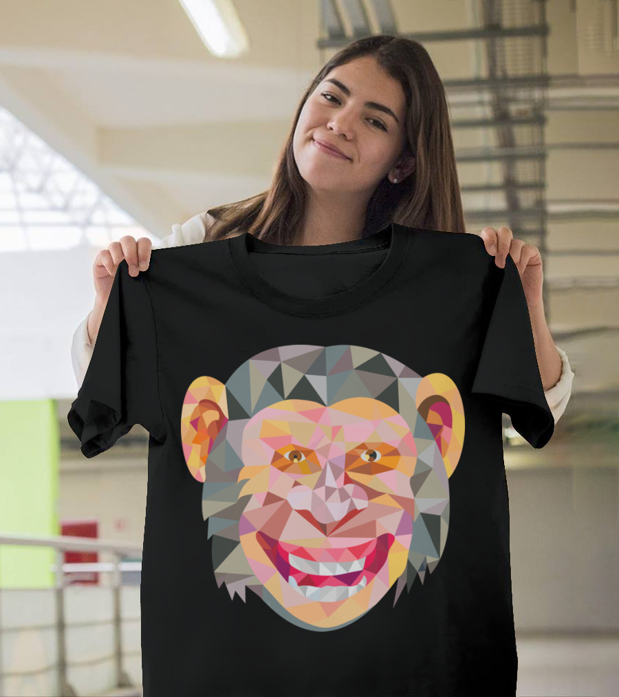 Chimpanzee Head Front Low Polygon Art T-Shirt