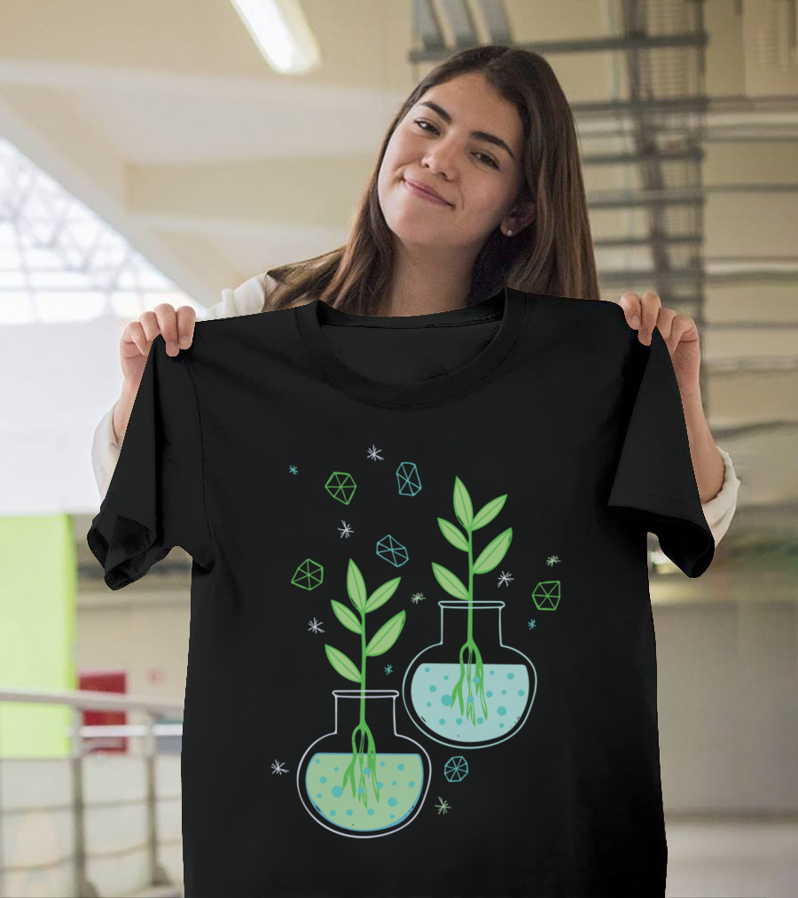 Botany Science Experiment with Plants and Geometric Shapes T-Shirt