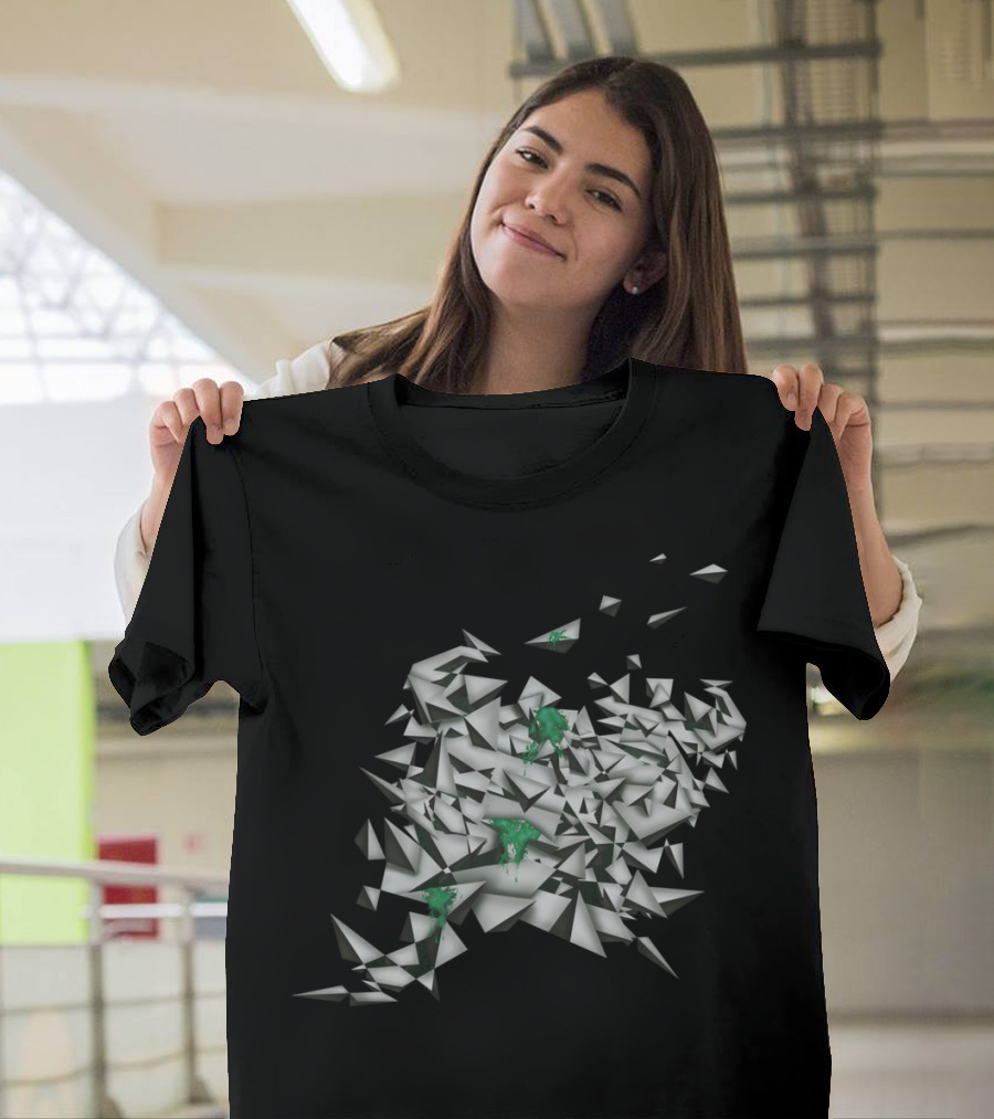 Emerald Geometric Fractals with Green Highlights T-Shirt