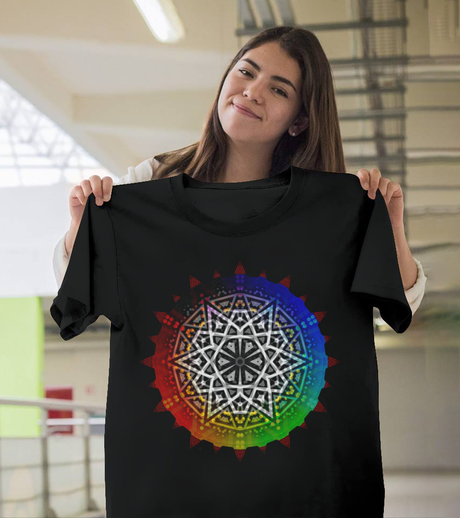 Geometry Mandala Rainbow Sunburst T-Shirt