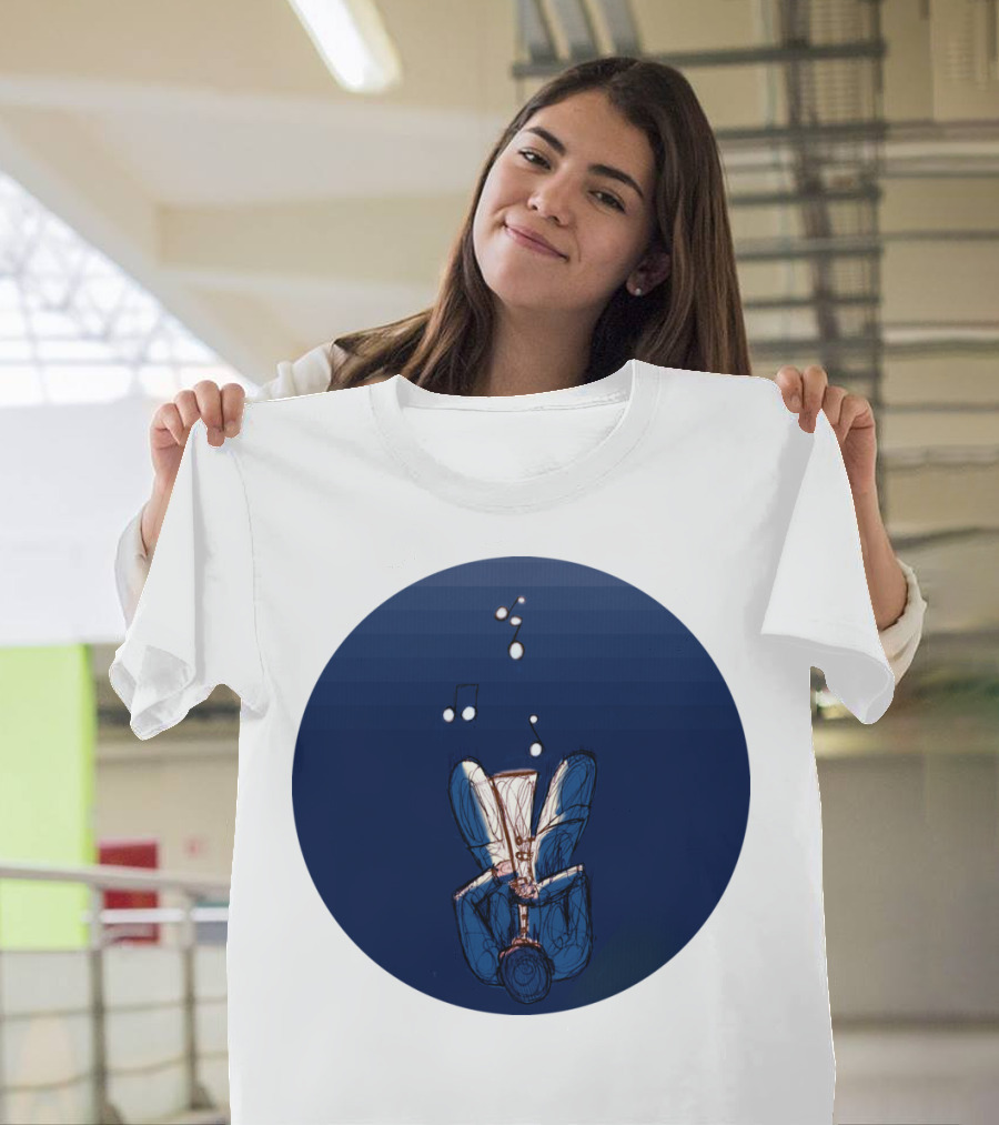 Jazz Oceanr Upside Down Music Notes Sketch T-Shirt