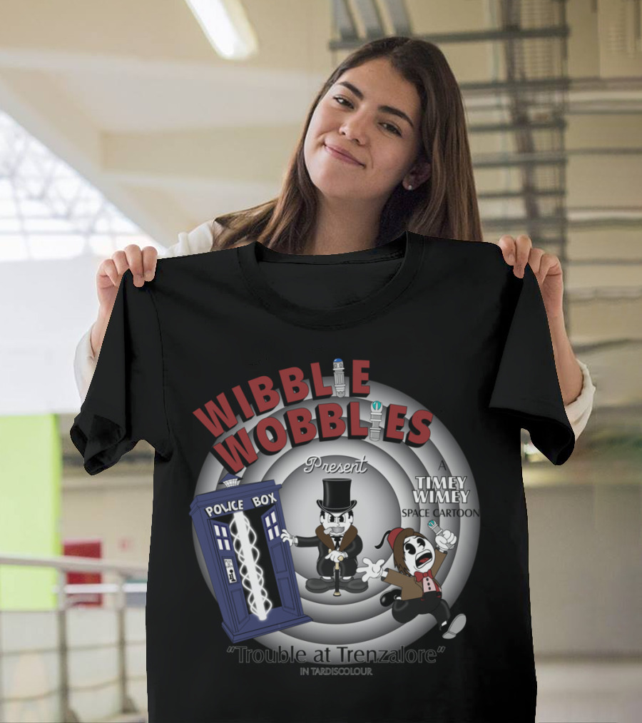 Wibble Wobblies Present a Timey Wimey Space Cartoon Trouble at Trenzalore in Tardiscolour T-Shirt