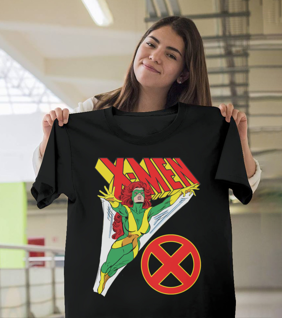 Jean Grey X-Men Classic Comic Style Flying Character with X-Men T-Shirt