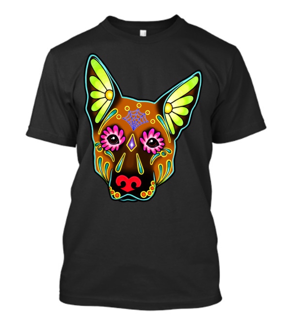 German Shepherd Brown Day Of The Dead Sugar Skull T-Shirt