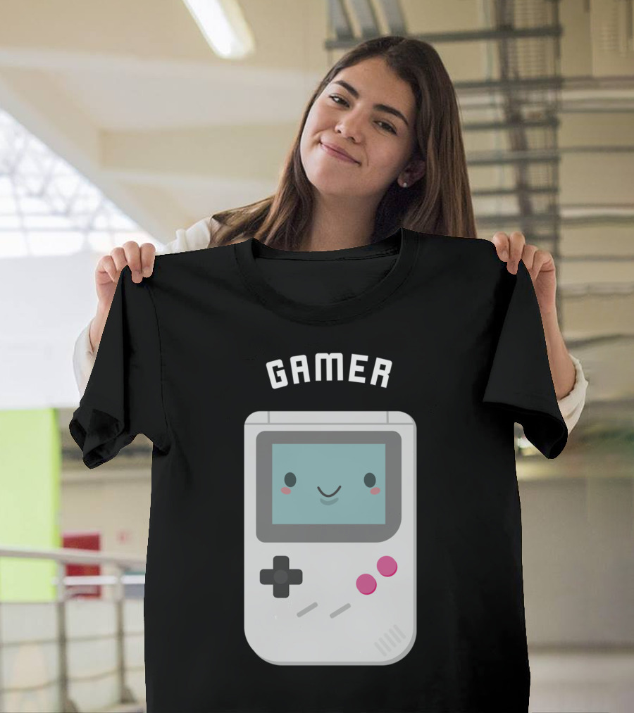 Gamer Cute Kawaii Handheld Console Face T-Shirt