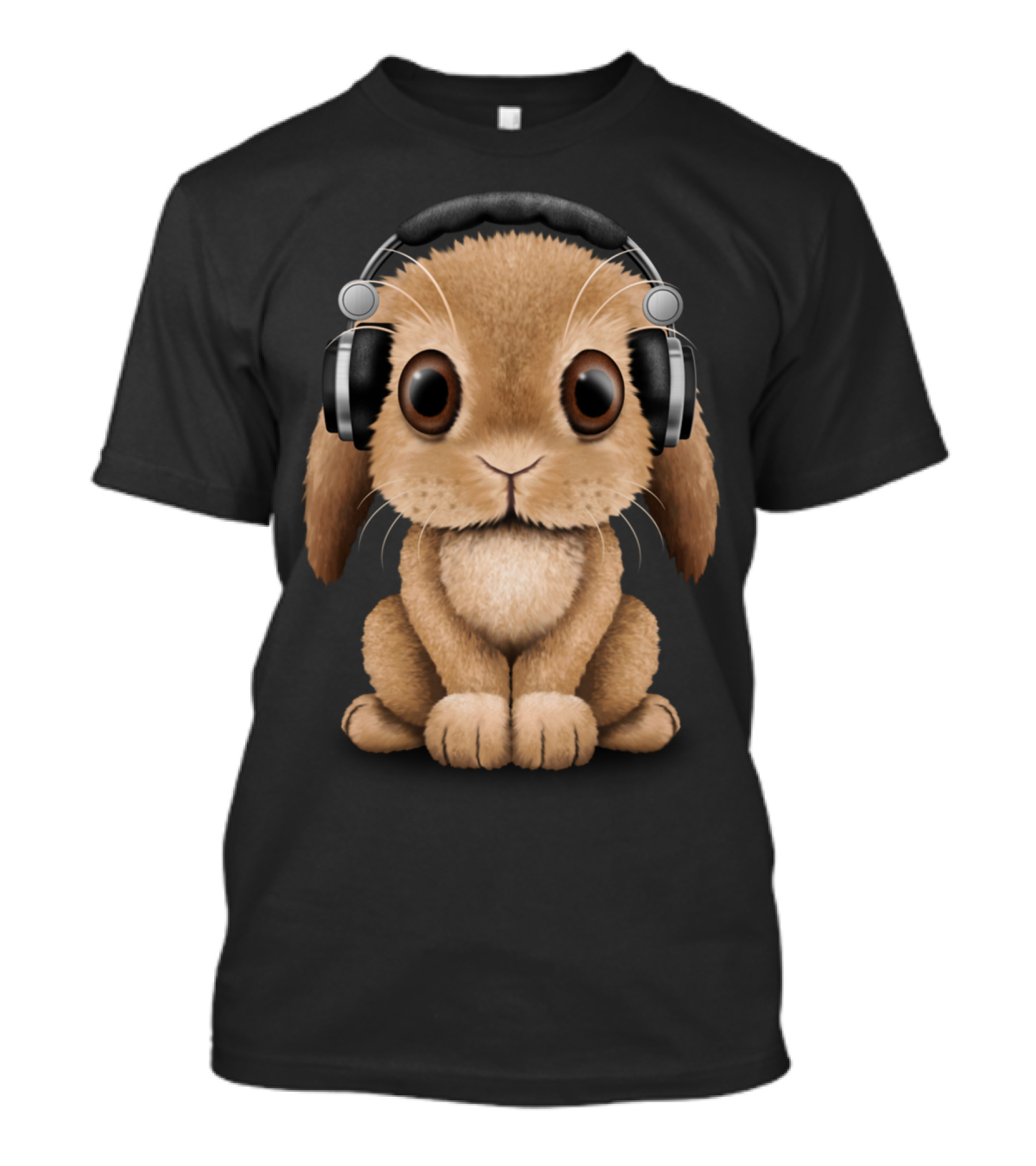 Cute Baby Bunny DJ Wearing Headphones T-Shirt
