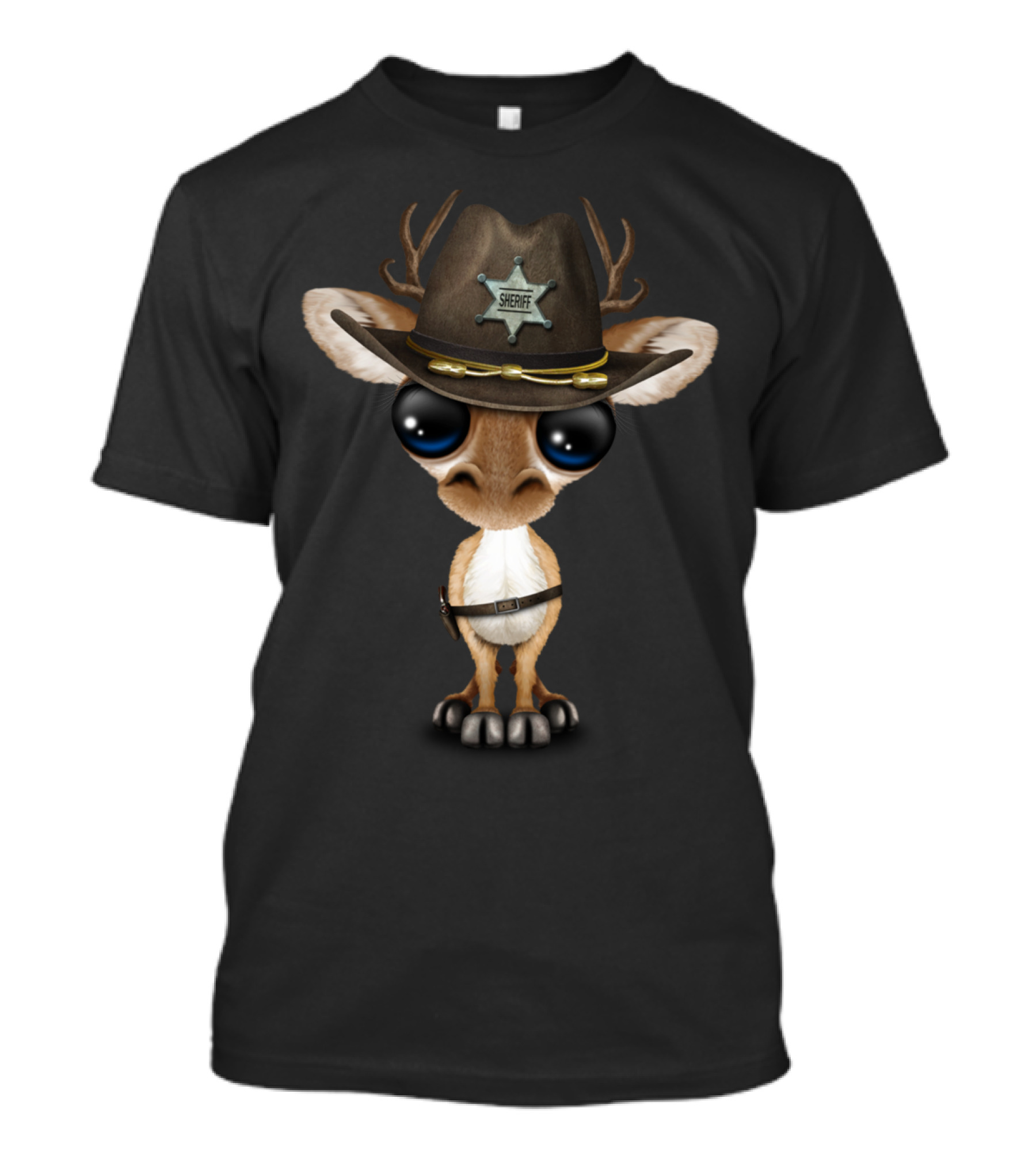 Adorable Baby Deer Sheriff Star Hat T-Shirt