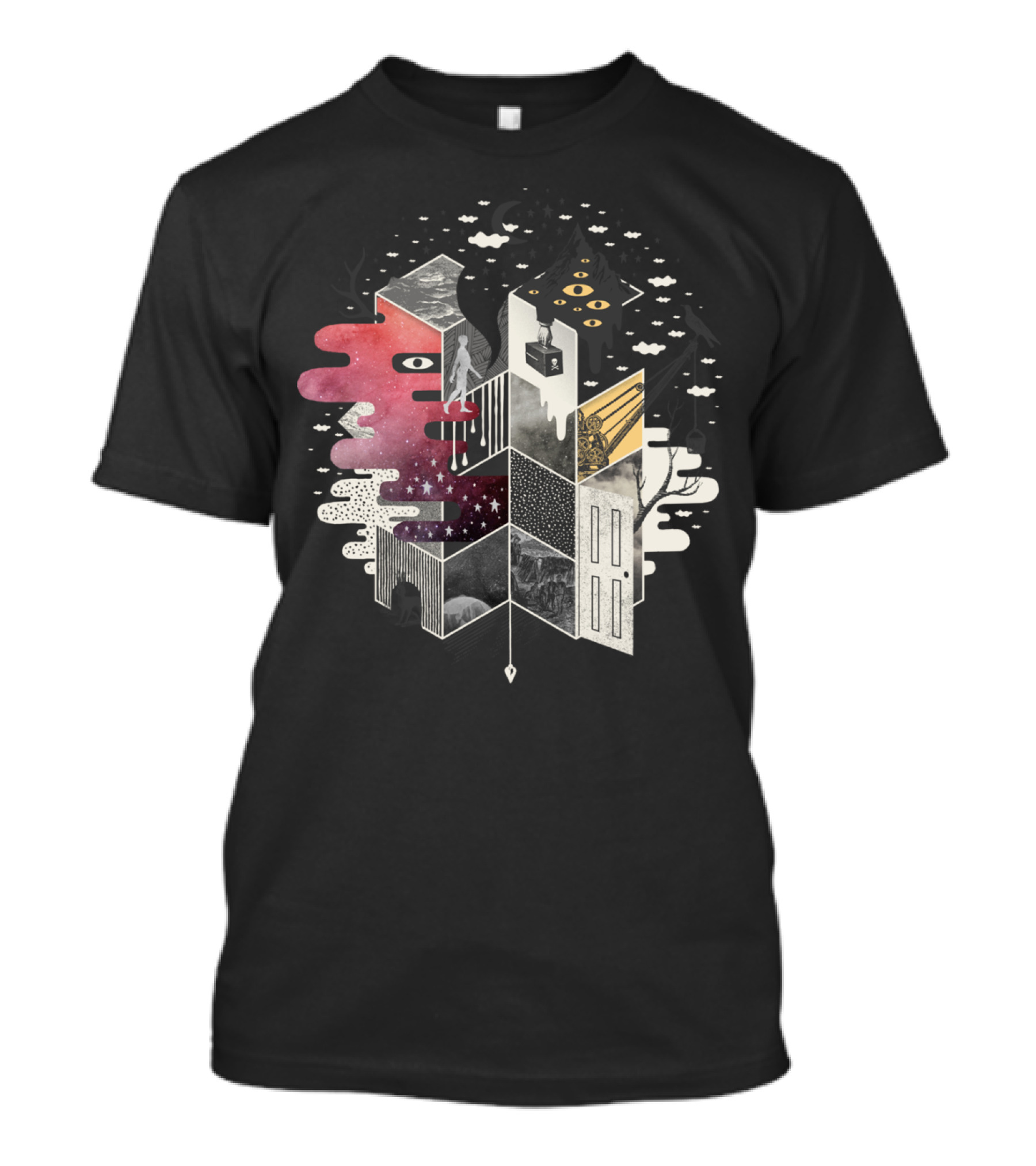 Jung At Heart Surreal Geometric Cosmos Exploration Maze T-Shirt