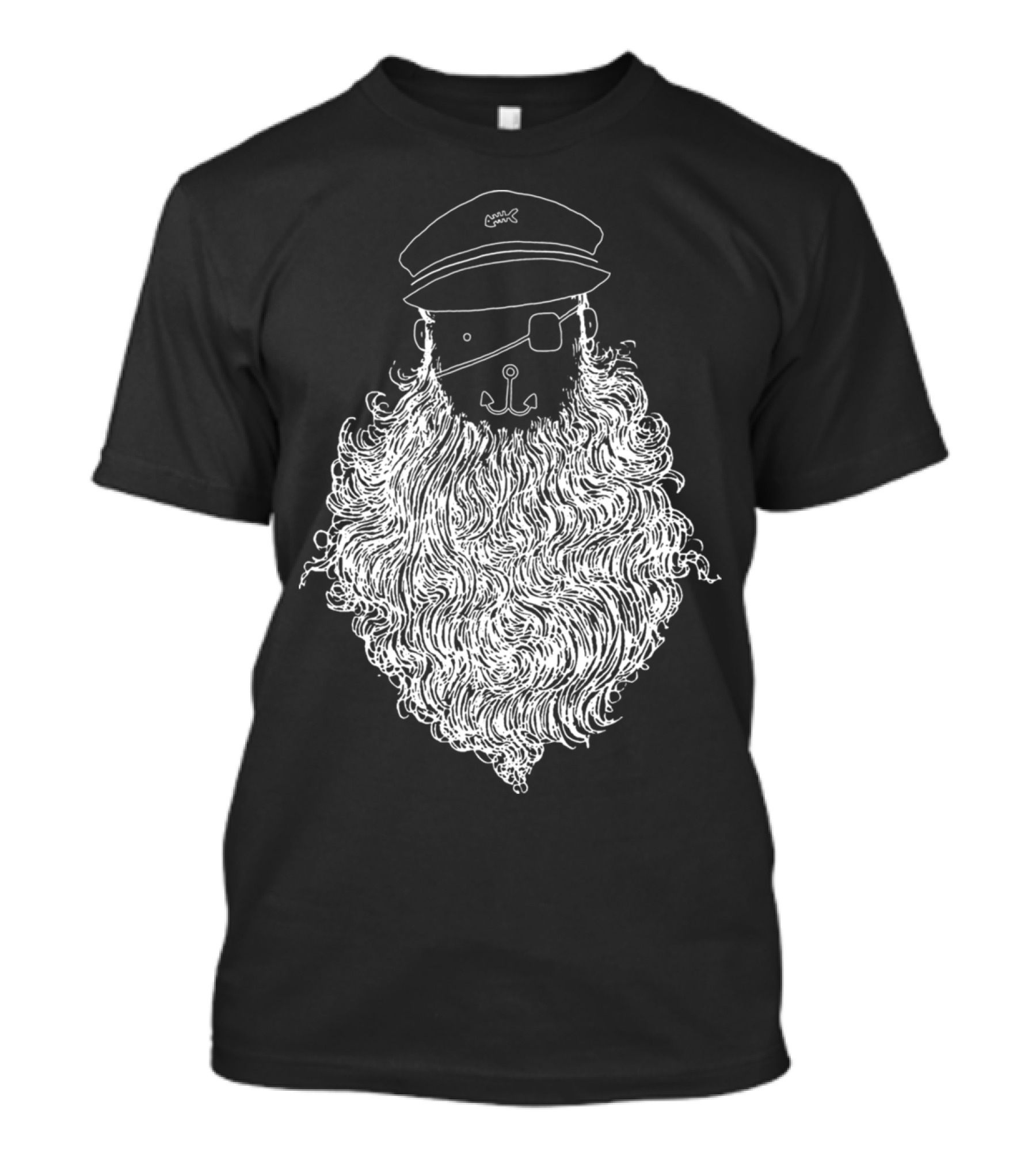 Aye Aye Captain Beard Sketch With Anchor Eyepatch And Hat T-Shirt