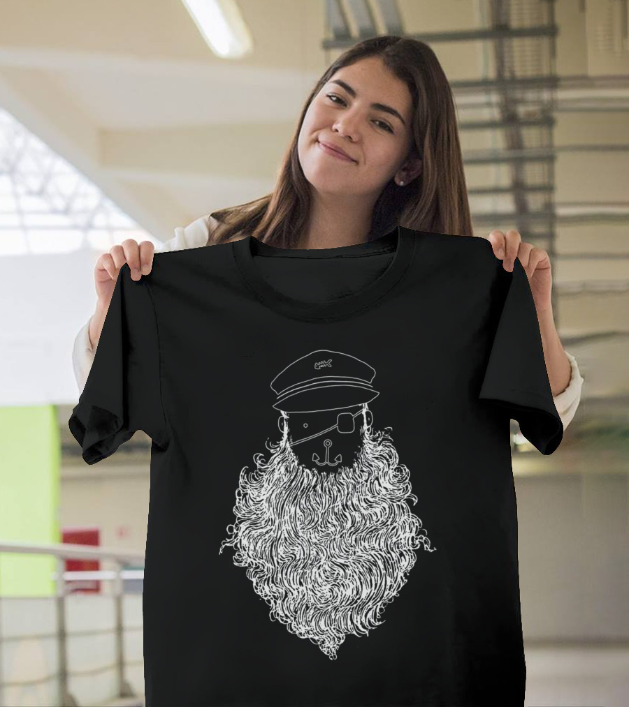 Aye Aye Captain Beard Sketch with Anchor Eyepatch and Hat T-Shirt