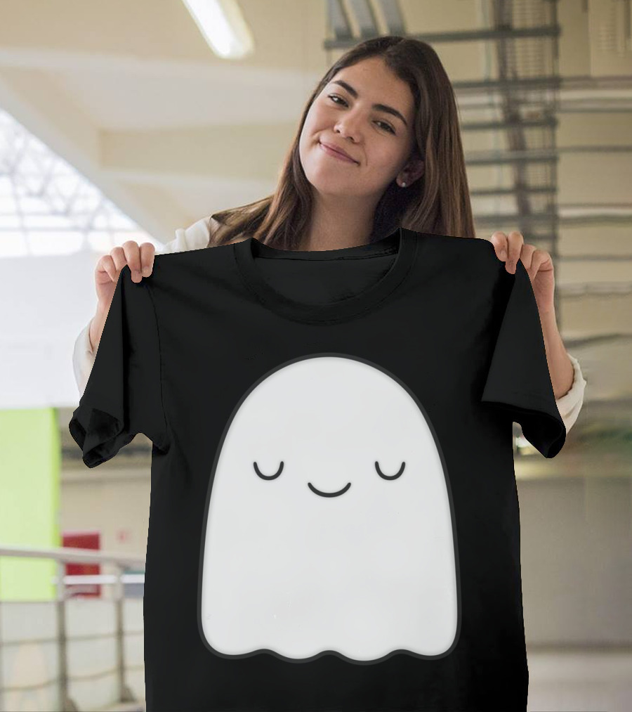 Ghost Happy Face Halloween Kawaii T-Shirt