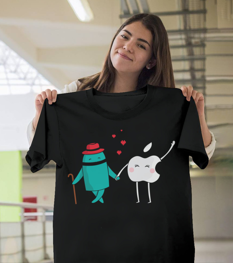 Microsoft Clippy and Apple Logo Forbidden Love T-Shirt
