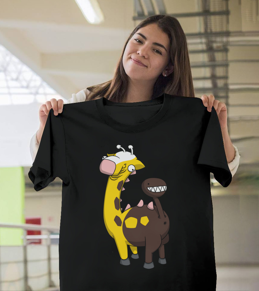 Giraffe Buttr Quirky Cartoon Character with Cute Expression T-Shirt