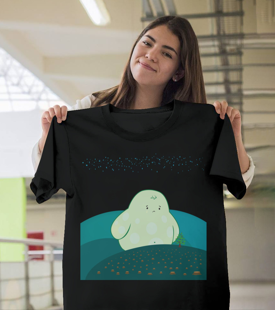 Forest Spirit Sad Over Starlit Deforestation Scene T-Shirt