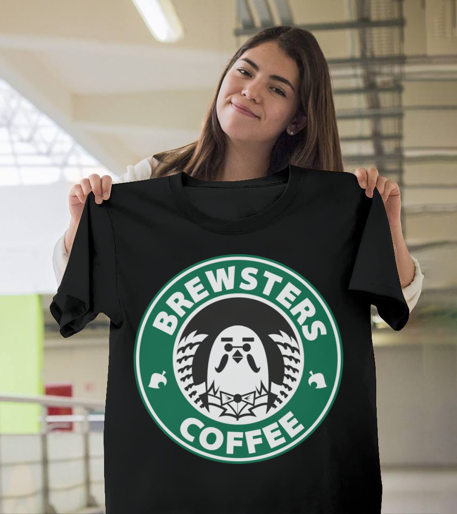 Brewsters Coffee 8 Animal Crossing Parody Logo Owl T-Shirt