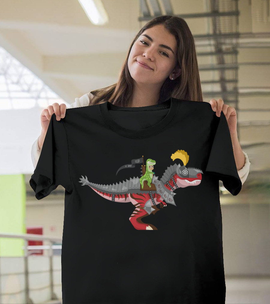 Dino Knight T Rex II Armored Dinosaur Rider T-Shirt