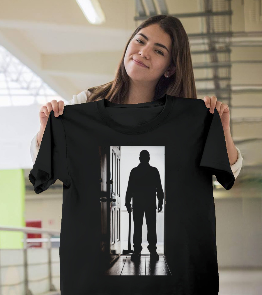 Bad Man with Axe Dark Figure by Doorway T-Shirt