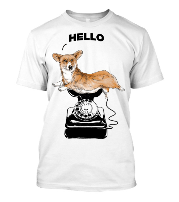 Hello Corgir Vintage Phone Connection T-Shirt