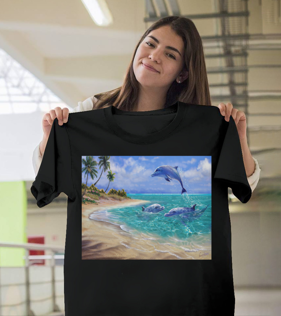 Bahama Dolphins Tropical Paradise with Jumping Dolphins T-Shirt