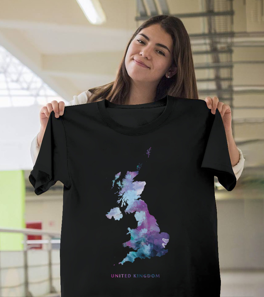United Kingdom Watercolor Map T-Shirt