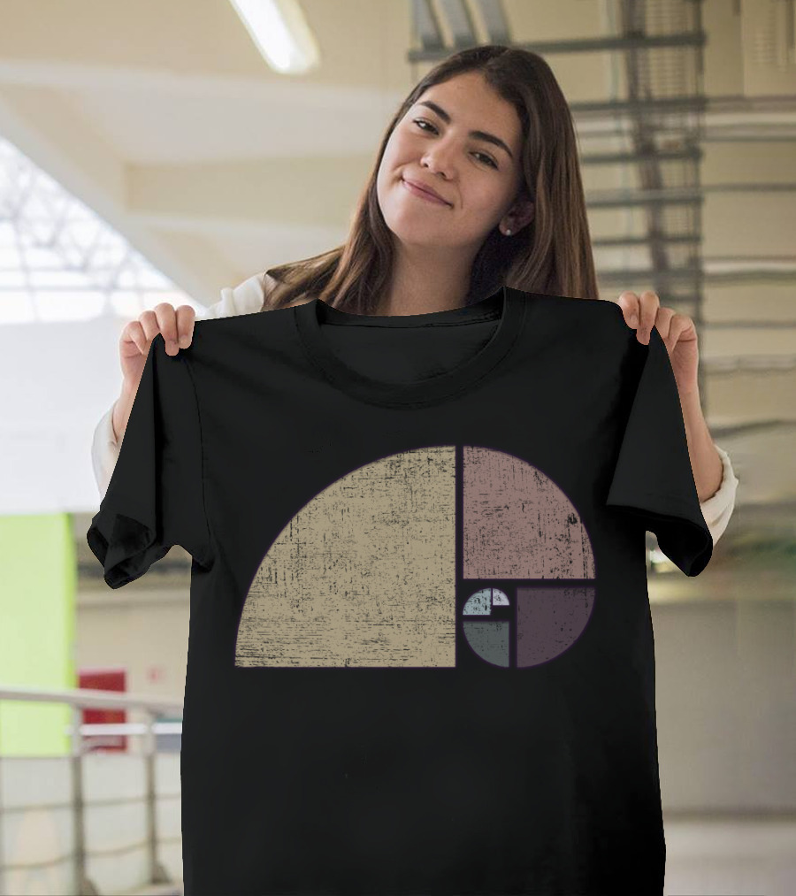 Distressed Fibonacci Spiral Geometric T-Shirt