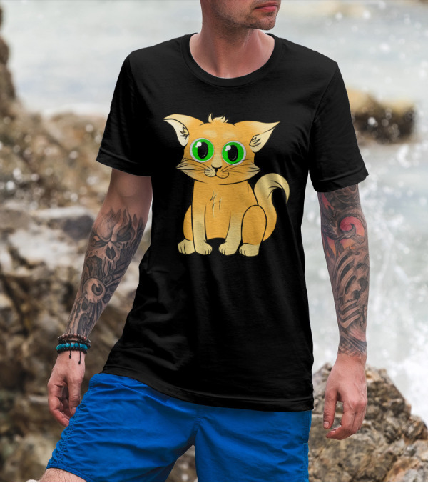 Cute Kitten Green Eyes Orange Fur T-Shirt