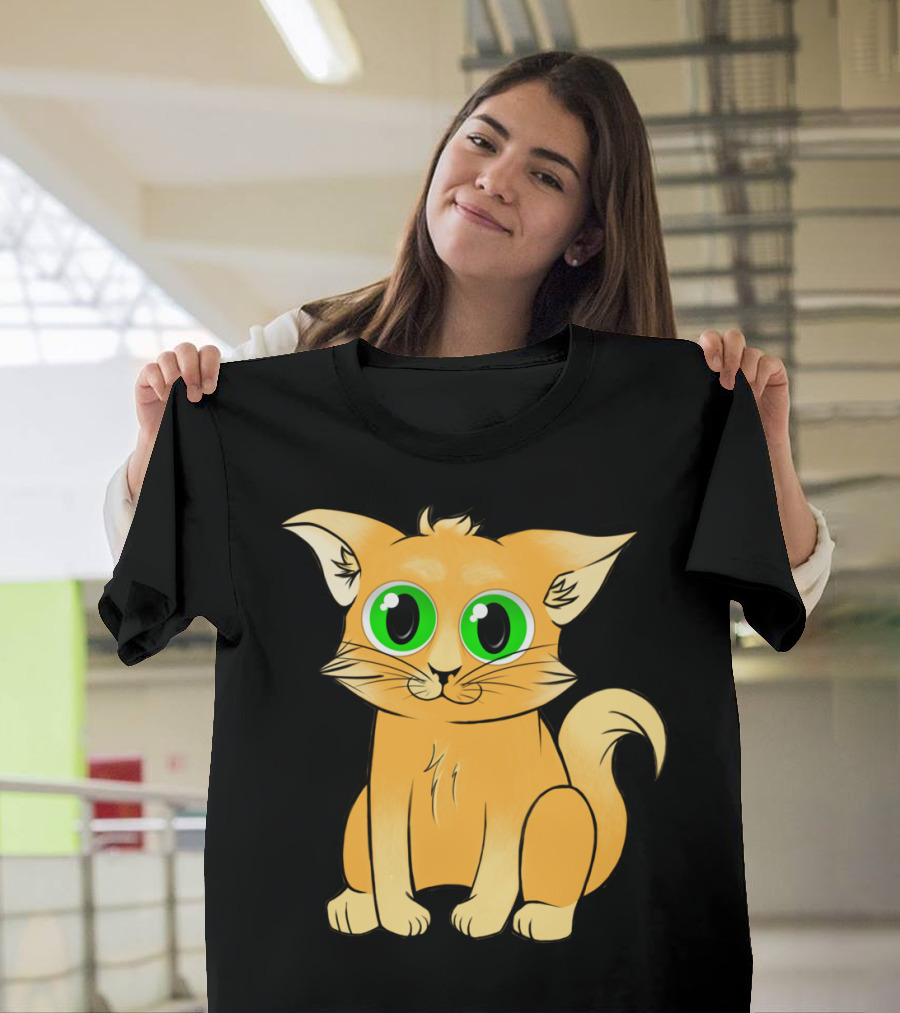 Cute Kitten Green Eyes Orange Fur T-Shirt