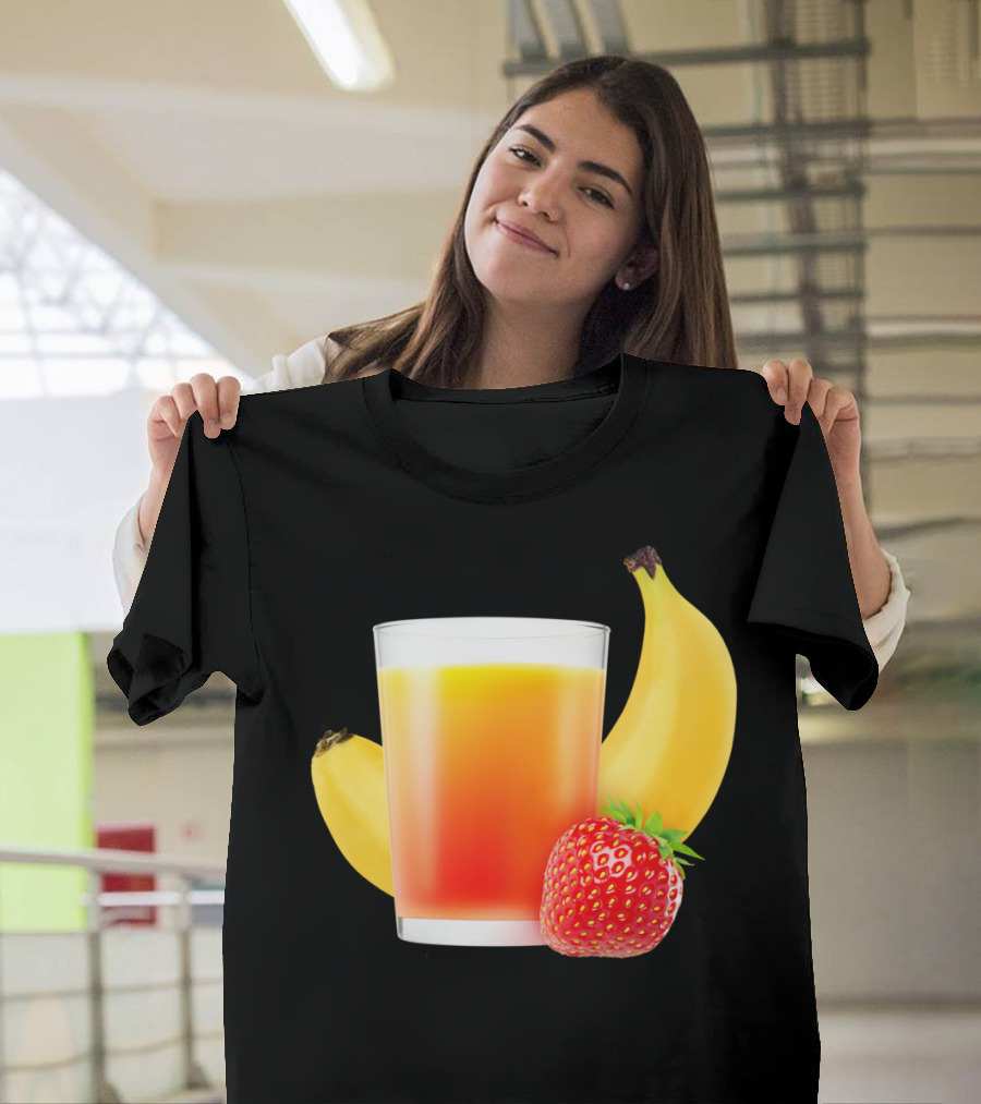 Banana And Strawberry Smoothie Drink With Fresh Fruits T-Shirt