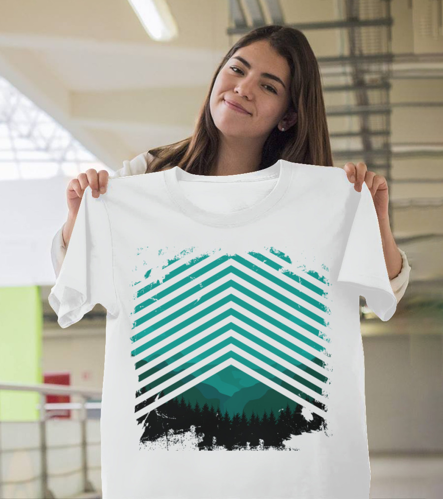 Environmental Condition Mountain Forest Chevron T-Shirt