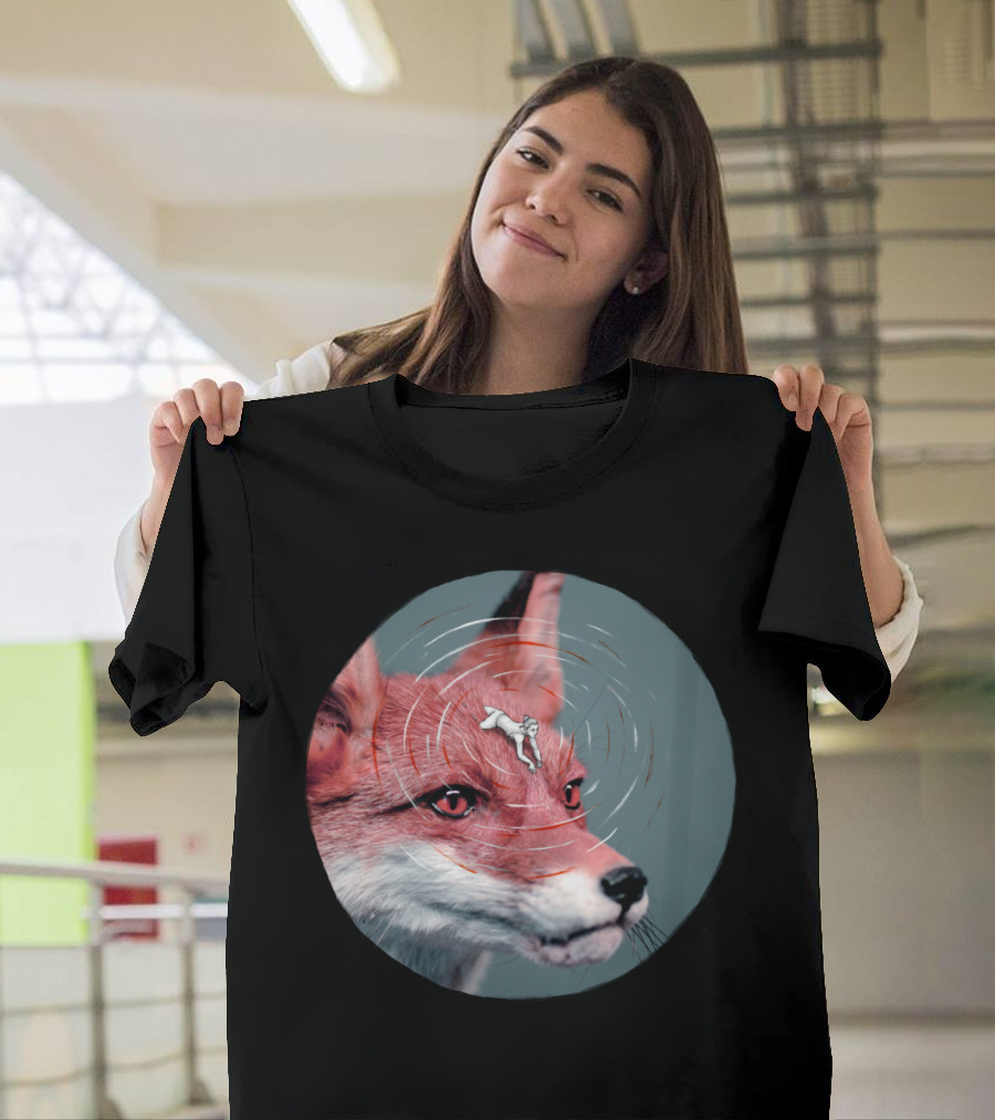 Foxy Rider A Re Visit Hypnotic Fox Head with Tiny Rider T-Shirt