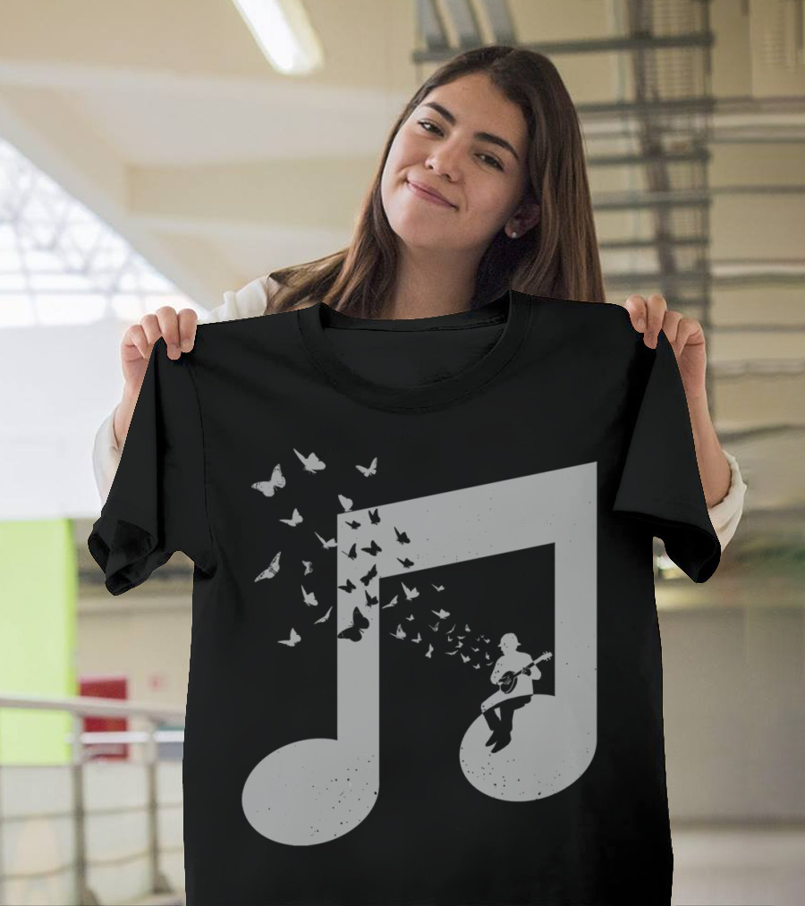 Banjo Music Note with Butterflies T-Shirt