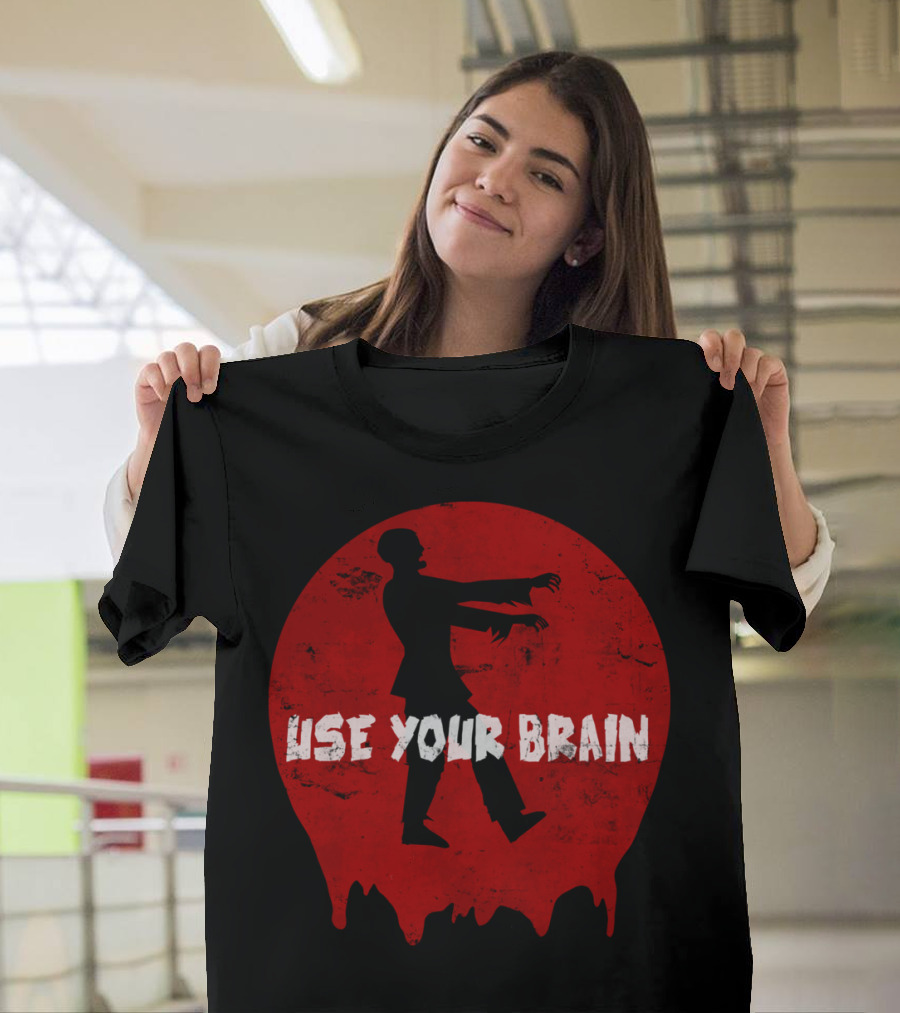 Use Your Brain Zombie Silhouette Red Circle T-Shirt