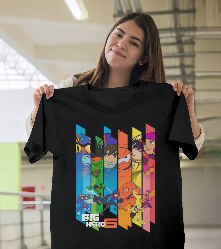 Big Hero 6 Animated Character Heroes Stripes T-Shirt