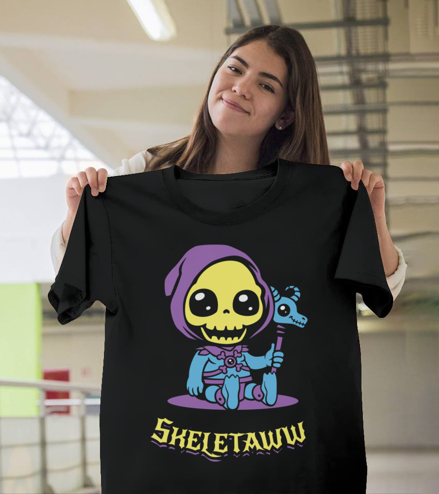 Skeletaww Cute Cartoon Skeletor Holding Staff T-Shirt