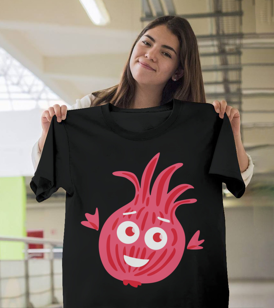 Cute Smiling Red Onion Character T-Shirt