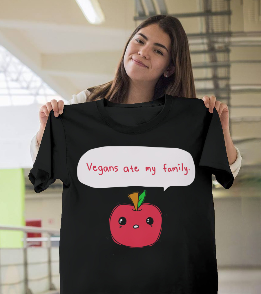 Vegans Ate My Family Cute Cartoon Apple T-Shirt