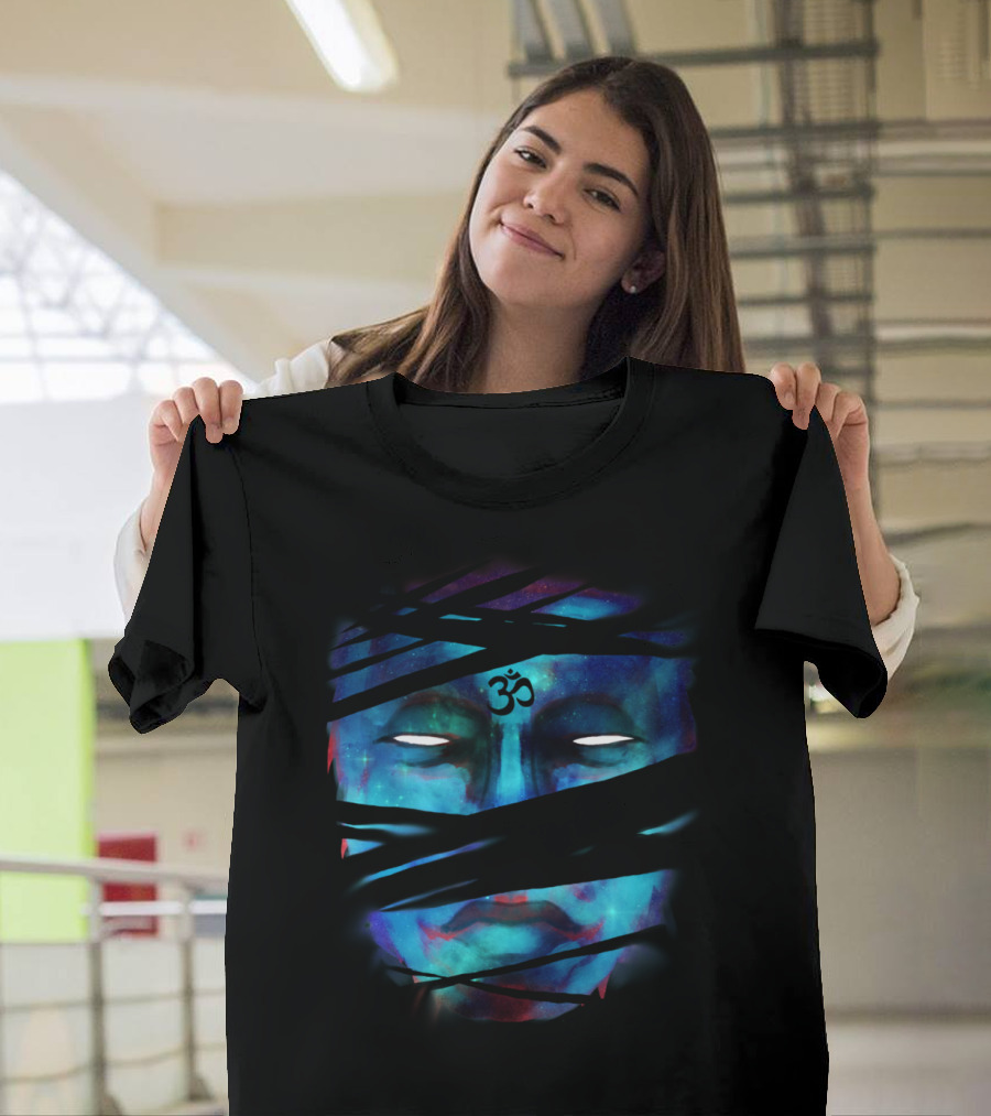 Om Buddha Universe Face with Sanskrit Elements T-Shirt