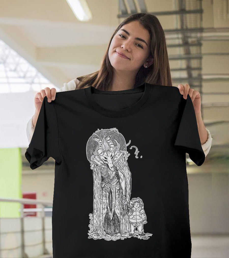 Cute Skull Holding Child Under Moonlit Cloak T-Shirt