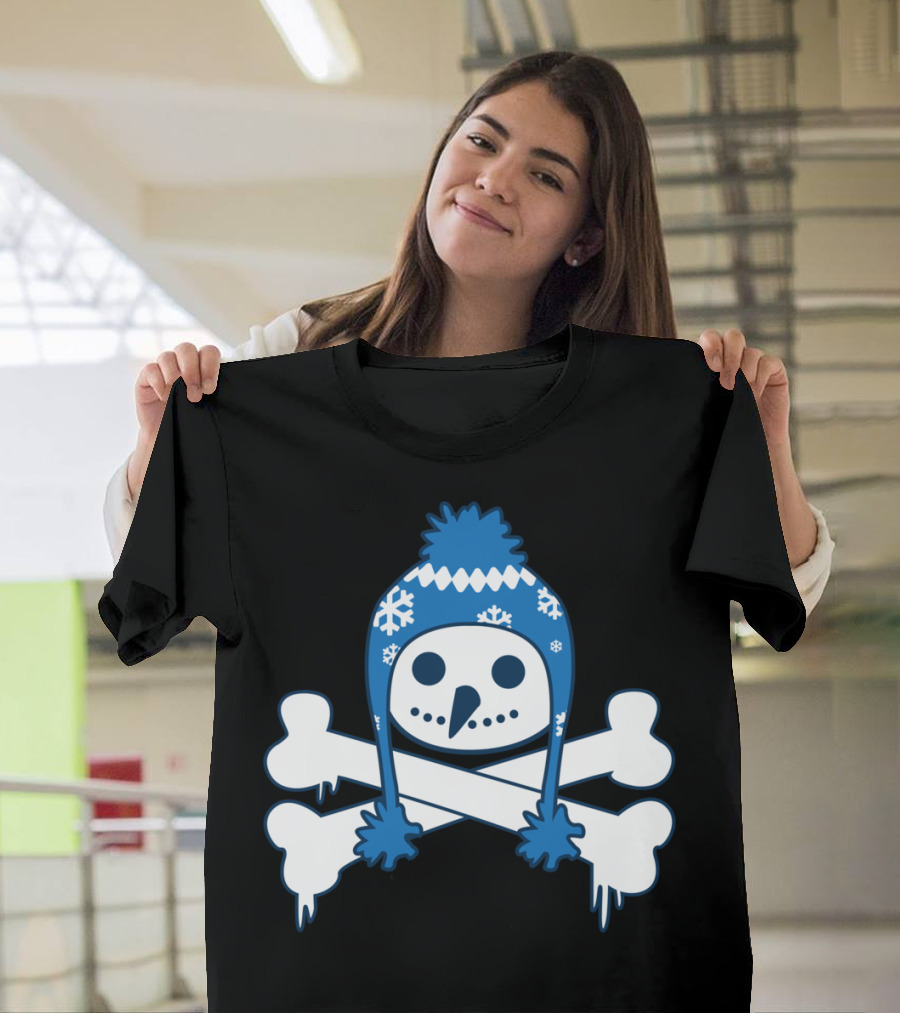 Cute Snowman Skull Bones Winter Beanie T-Shirt