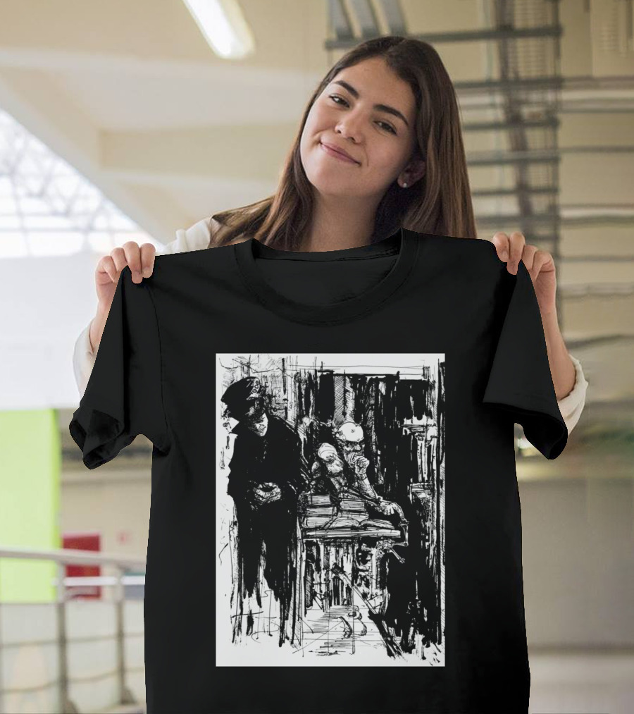 Battery Man Noir Sketch Dramatic Scene T-Shirt