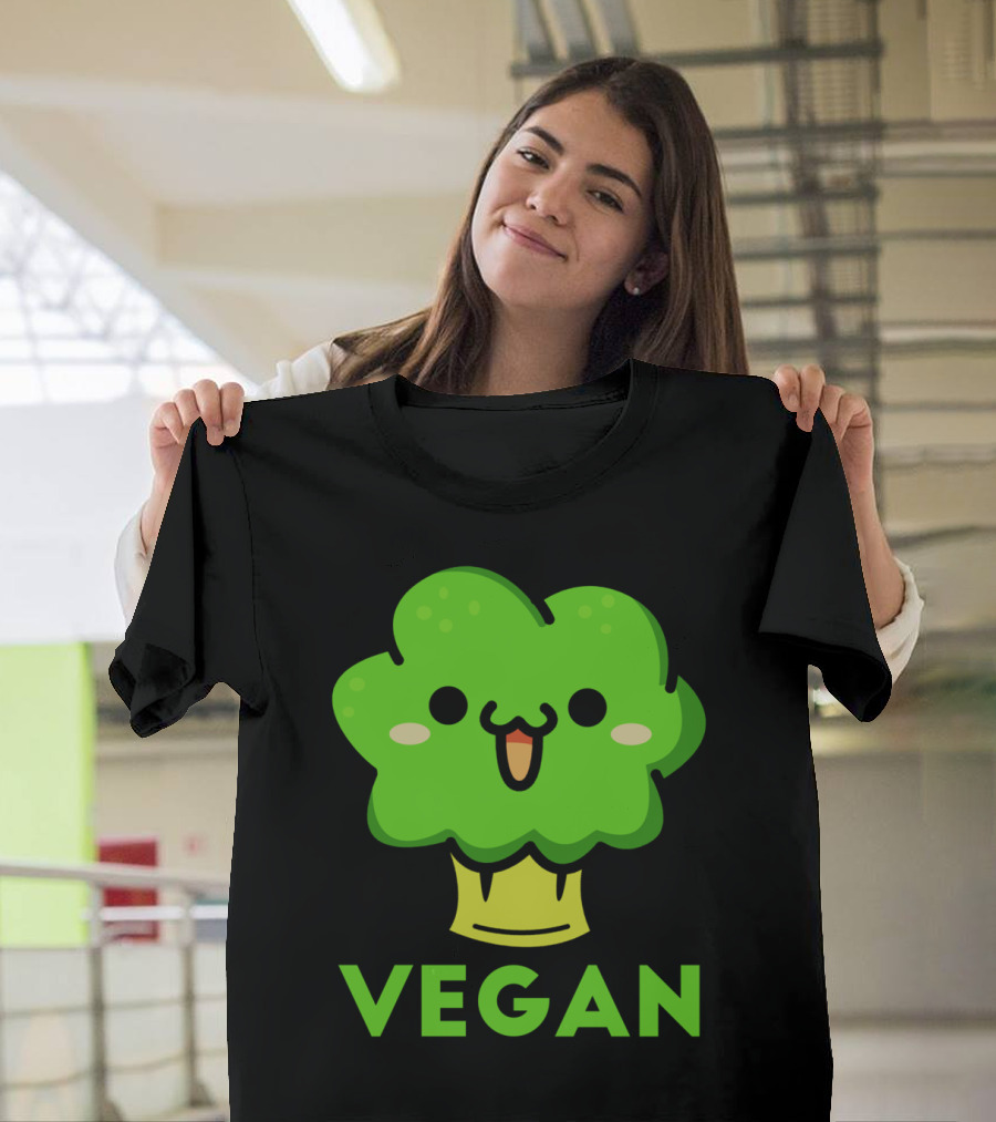 Adorable Smiling Broccoli Vegan T-Shirt