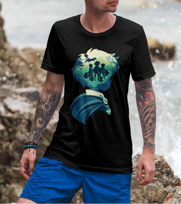 Adventure From Another World Silhouette Journey With Flying Dragon And Heroic Companions T-Shirt