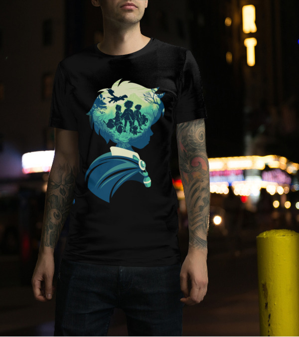 Adventure From Another World Silhouette Journey With Flying Dragon And Heroic Companions T-Shirt
