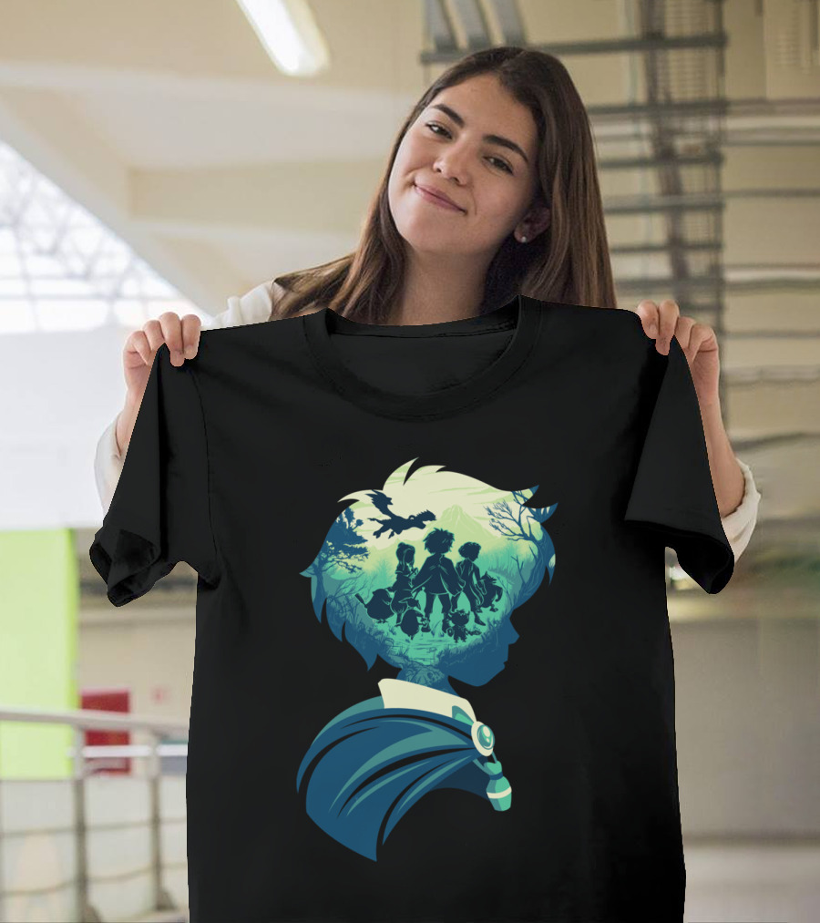 Adventure From Another World Silhouette Journey with Flying Dragon and Heroic Companions T-Shirt