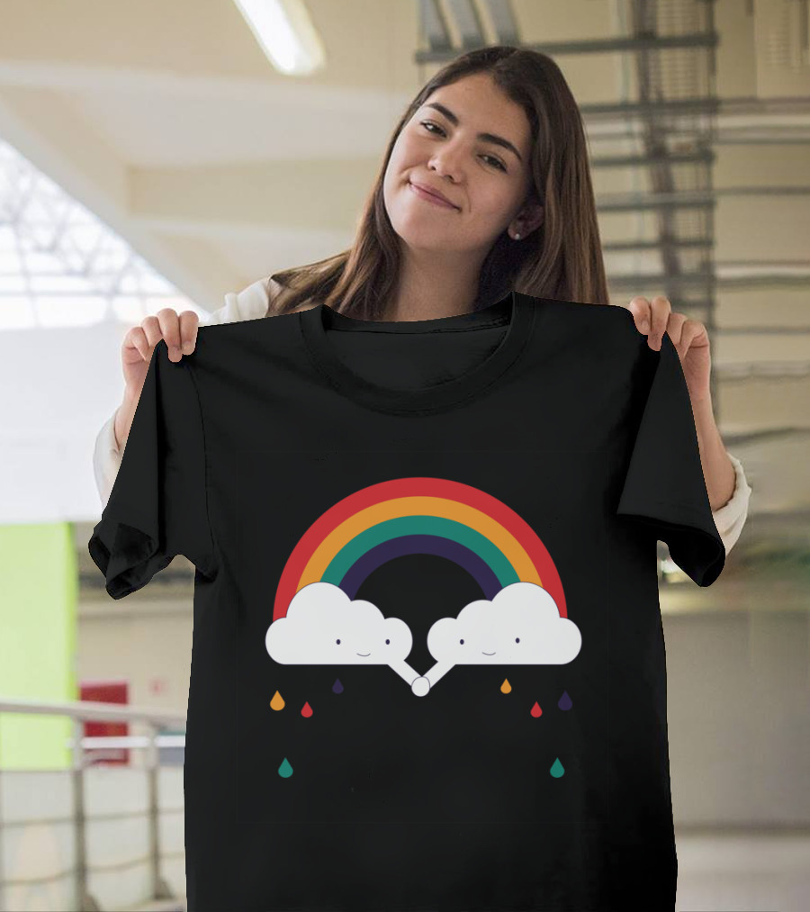 Be A Rainbow Smiling Clouds with Colorful Drops and Arch T-Shirt