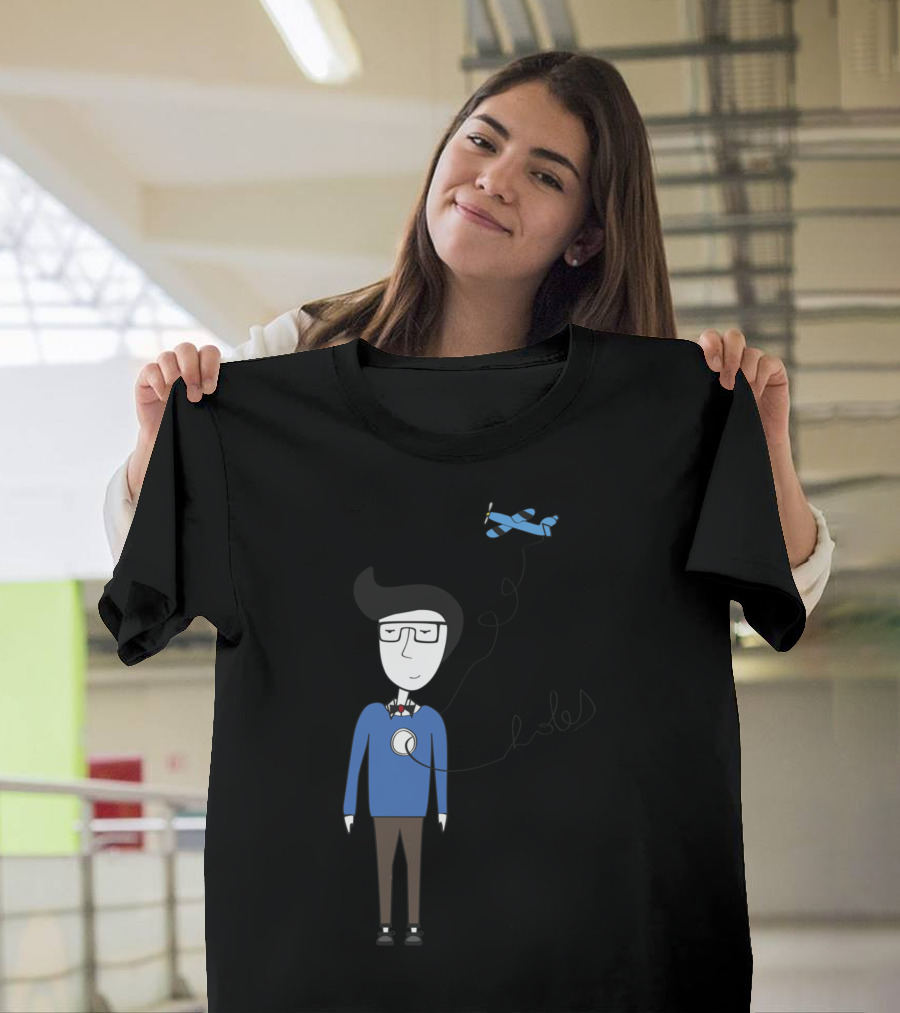 Holes In My Heart Sketch with Blue Airplane String and Glasses T-Shirt