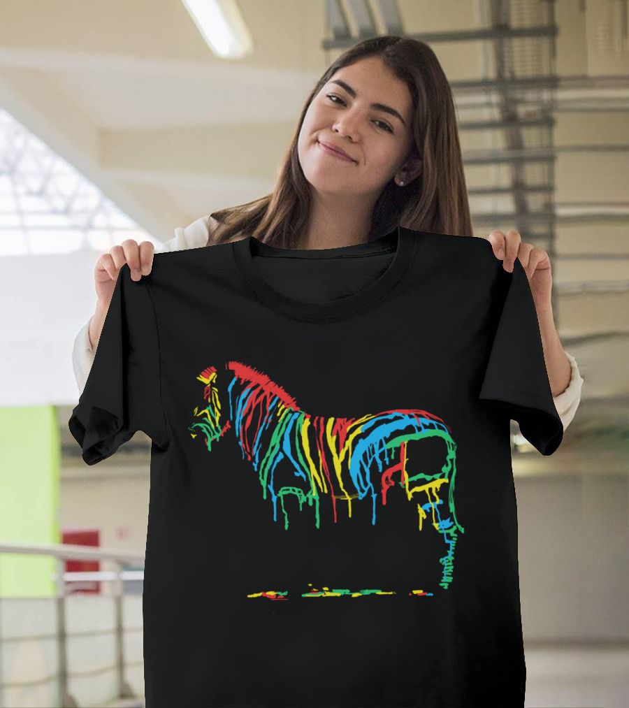 Fresh Paint Dripping Colorful Zebra T-Shirt